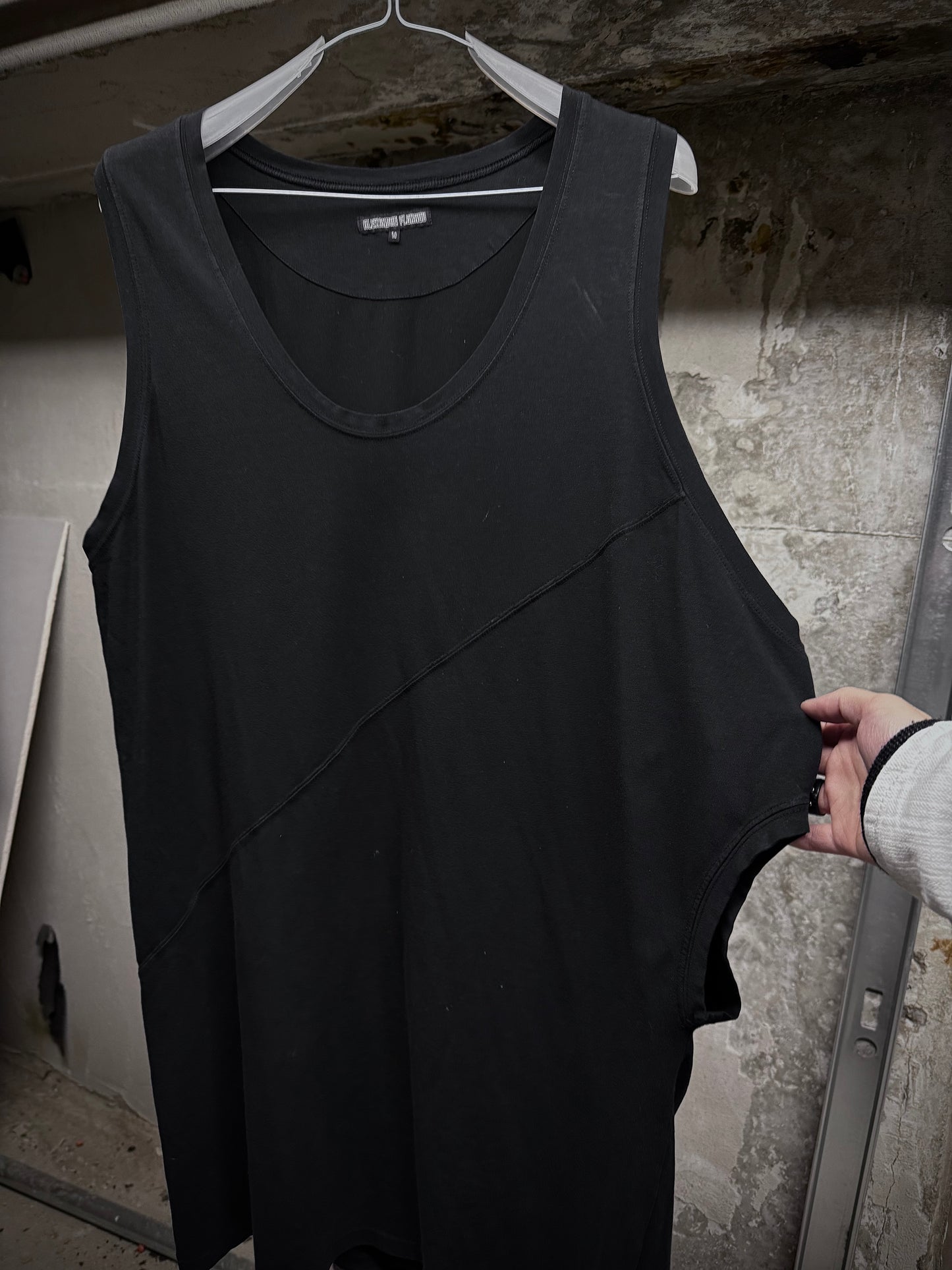 Alexandre Plokhov 2010s Three-way Diagonal Seam Long Tank Top detail | DRIEW GARMENTS