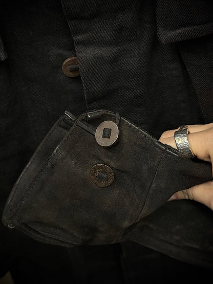 Boris Bidjan Saberi SS14 'TEJANA 1' Horse Culatta Leather Sleeve Hybrid Denim Jacket