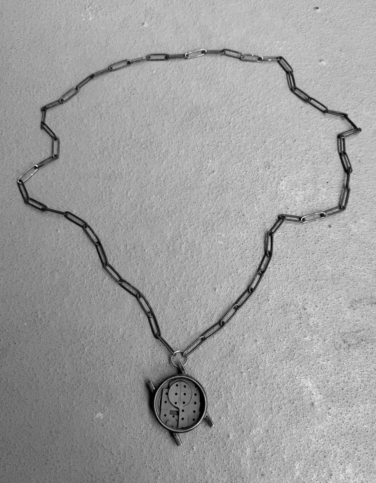 TaichiMurakami Oxidized .925 Silver Watchcase Necklace