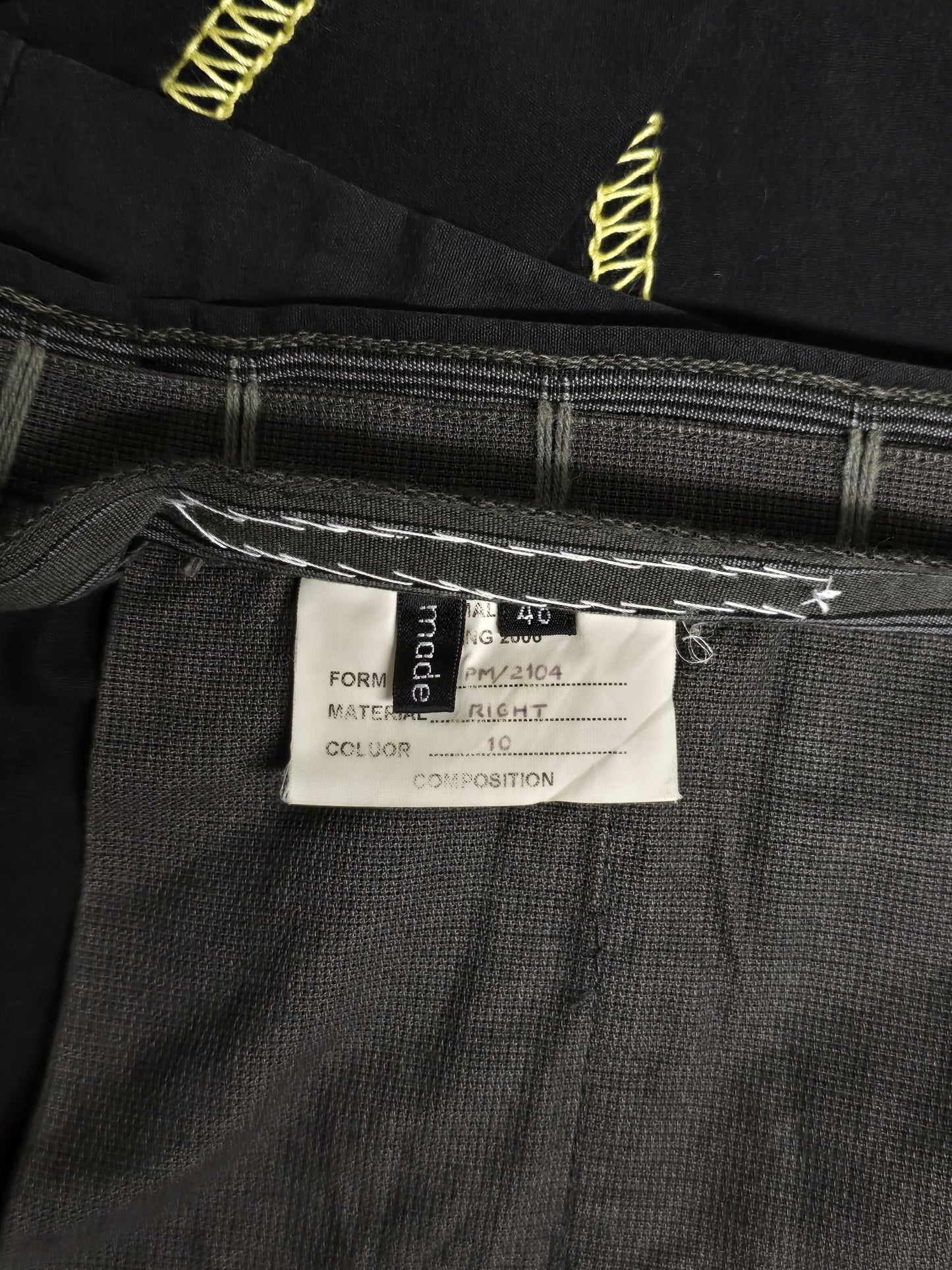 Carol Christian Poell SS06 'PM/2104 RIGHT/10' Yellow Overlock Stitch Classic Trousers