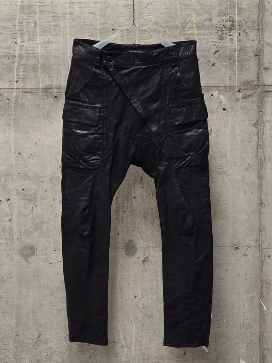 Alexandre Plokhov 2010s Asymmetrical Drop-crotch Calfskin Nubuck Leather Cargo Pants