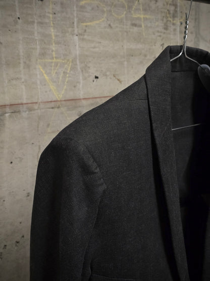 Boris Bidjan Saberi AW13-14 'SUIT2-F1780' Charcoal Grey Heavy Cotton Canvas Shawl Collar Blazer