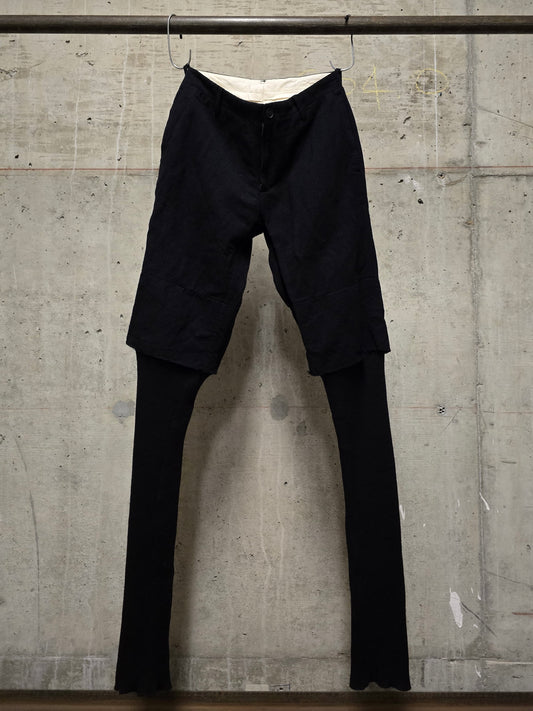 Julius_7 AW07 "UNTITLED;" Metalic Wool Double Layer Shorts Leggings