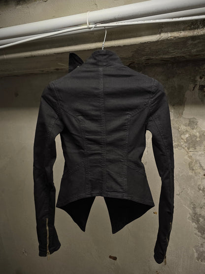 Gareth Pugh Early 00s Asymmetric Zip Mock Neck Denim Jacket