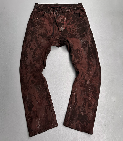 Boris Bidjan Saberi AW15-16 P13-RF ‘Bloor Red’ Object Dyed J-cut Vinyl Coating Denim