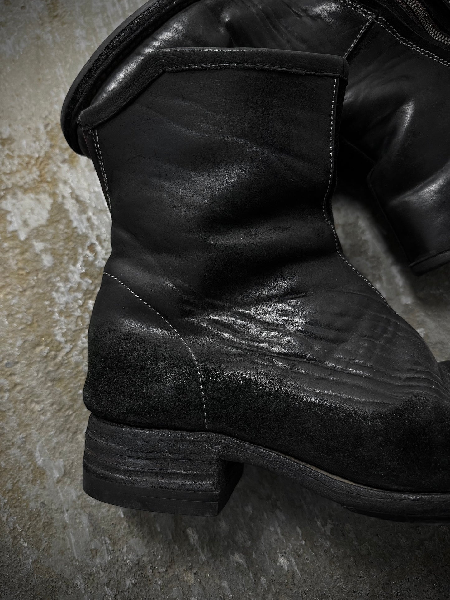 Carol Christian Poell 'AM/2601 CUBS-PTC/10' Object-dyed Horse Culatta Leather Tornado Boots detail | DRIEW GARMENTS
