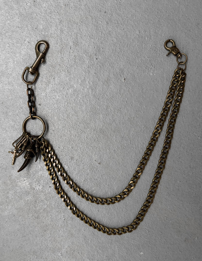 Japanese Custom-made Bronze Wallet Chain with Gold Plated Crucifix