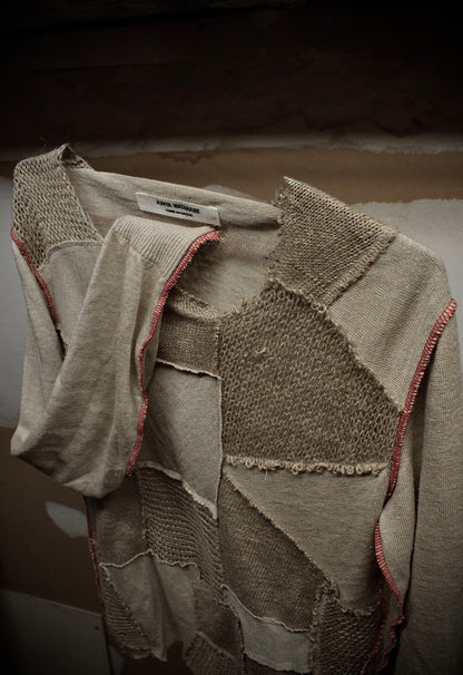 Junya Watanabe SS03 Beige Patchwork Linen Knit Long-sleeve detail | DRIEW GARMENTS