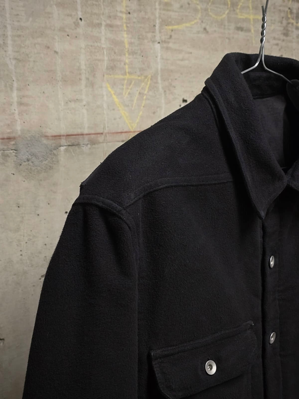 Rick Owens DRKSHDW AW24 "PORTERVILLE" Black Cotton Moleskin 'Outershirt'