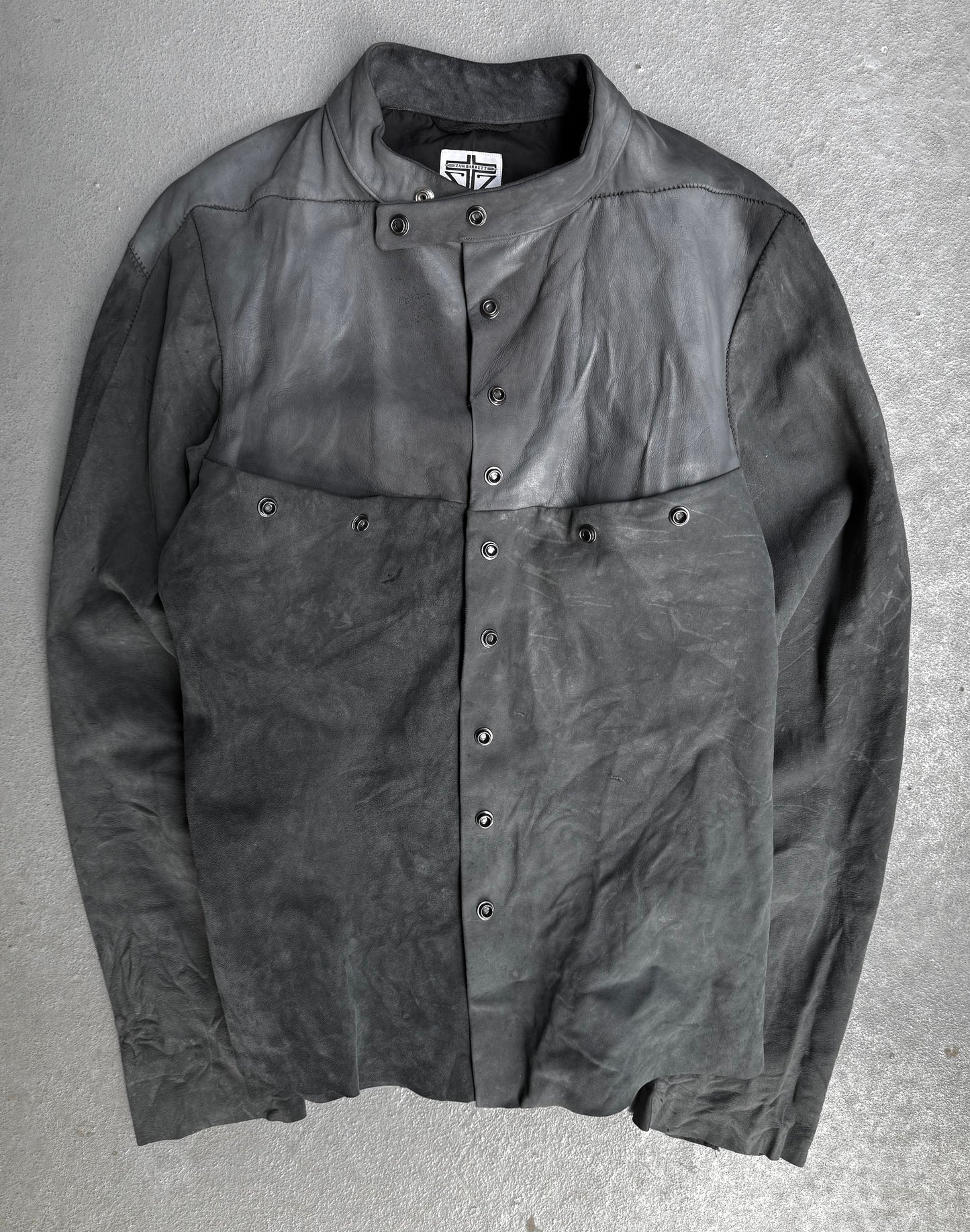 Zam Barrett SS25 Two-Toned Overlock Kangaroo ‘Faulted Shoulder 2.0’ Leather Jacket