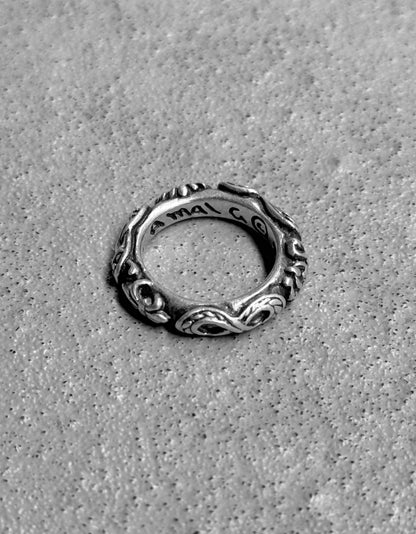 A&G Rock N’ Roll Couture Early 00s Engraved Eternity Band Silver Ring