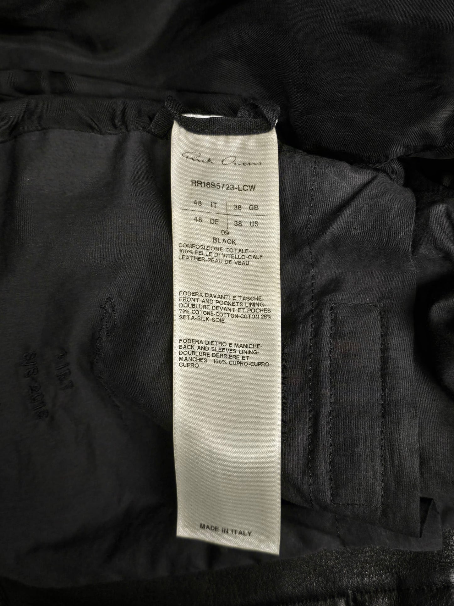 Rick Owens SS18 "DIRT" 'Little Joe' Cropped Calf Leather Jacket