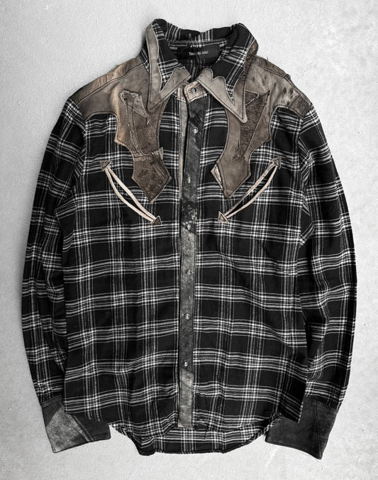 Yasuyuki Ishii Early 00s Distressed Deerskin Western Details Flannel Shirt