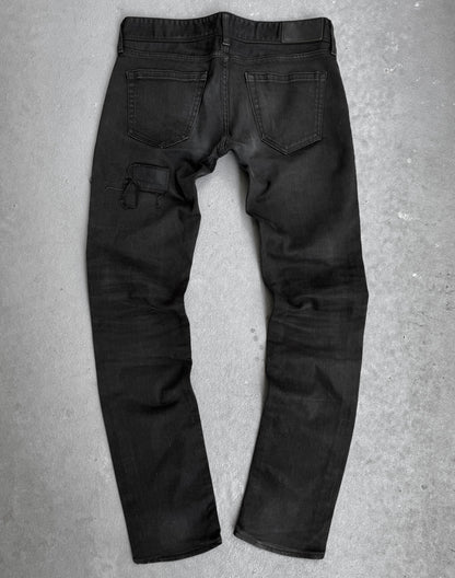 Black by VANQUISH Distressed Patchwork Low-rise Skinny Denim
