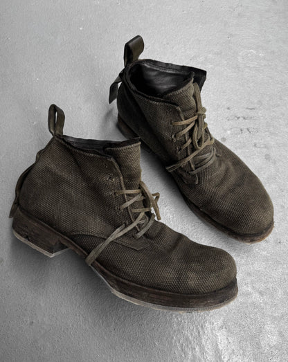 Boris Bidjan Saberi AW22 Object-dyed Canvas ‘BOOT4’ Ankle Hiking Boots