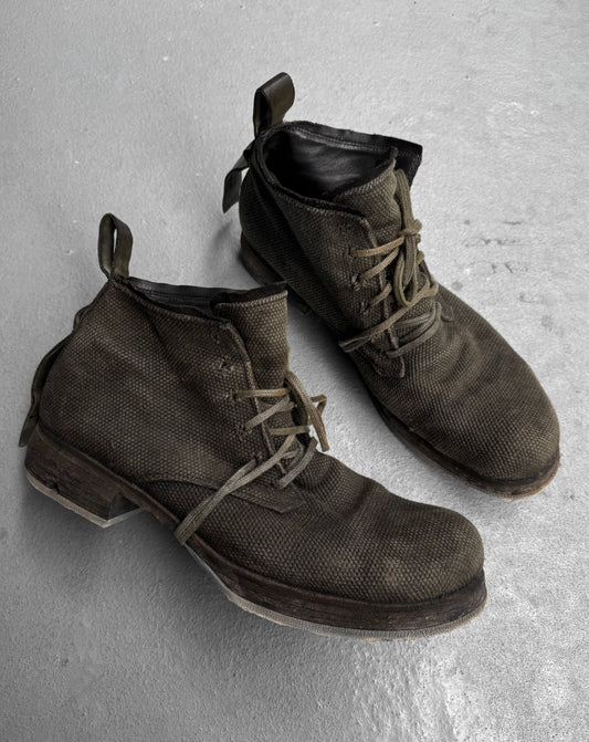 Boris Bidjan Saberi AW22 Object-dyed Canvas ‘BOOT4’ Ankle Hiking Boots