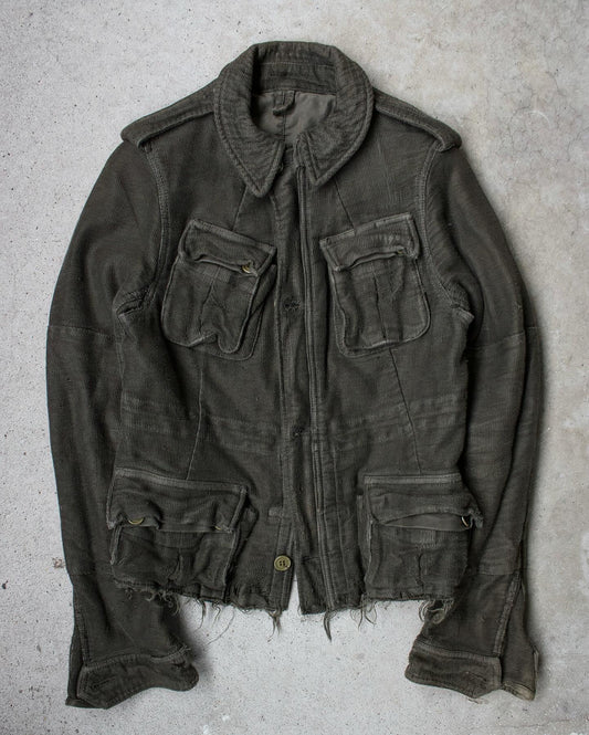 Mihara Yasuhiro AW05 Distressed Layered Mesh Military Jacket (Olive)