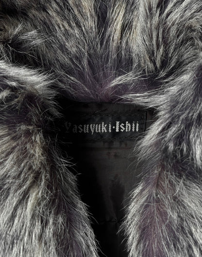 Yasuyuki Ishii Early 00s Detachable Fur Collar Gas-Mask Lambskin Leather Jacket