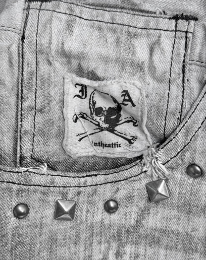 InTheAttic Early 00s Bleach-dyed Punk Patchwork Bootcut Flare Denim