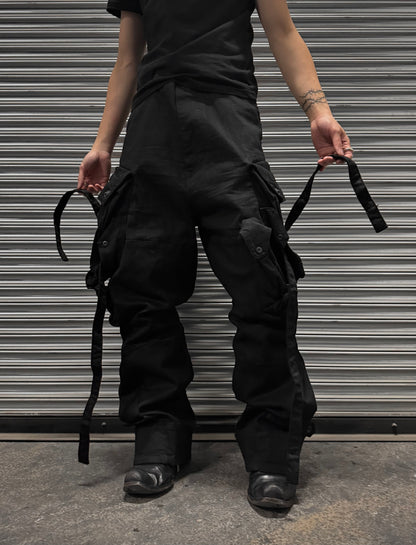 Julius_7 AW21-22 “Resilience;” 10.5 oz Stretch Denim Shapeshifting Gas-Mask Cargo Pants