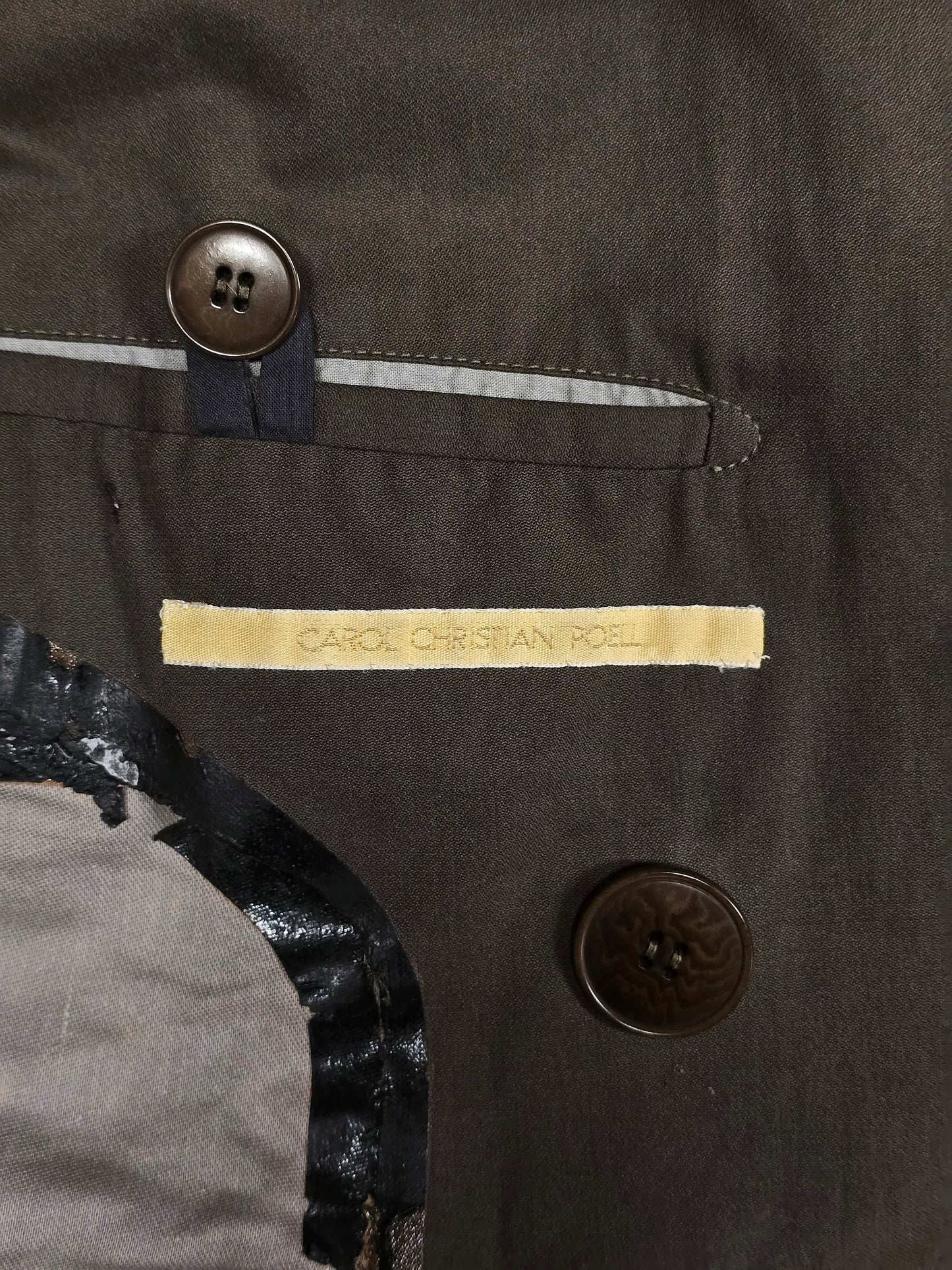 Carol Christian Poell SS03 'OM/1786T WEAVE/14' Dark Khaki Caban Coat