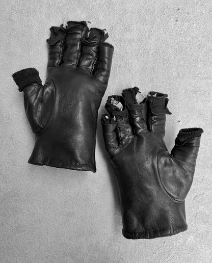 HYBRID AW22 “Order; Chaos. [If I Cut My Hair California Will Sink]” Black Bateman Leather Gloves