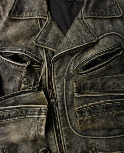 Kadoya K’s Leather Early 00s Sun Faded Cowhide Leather Motorcycle Jacket
