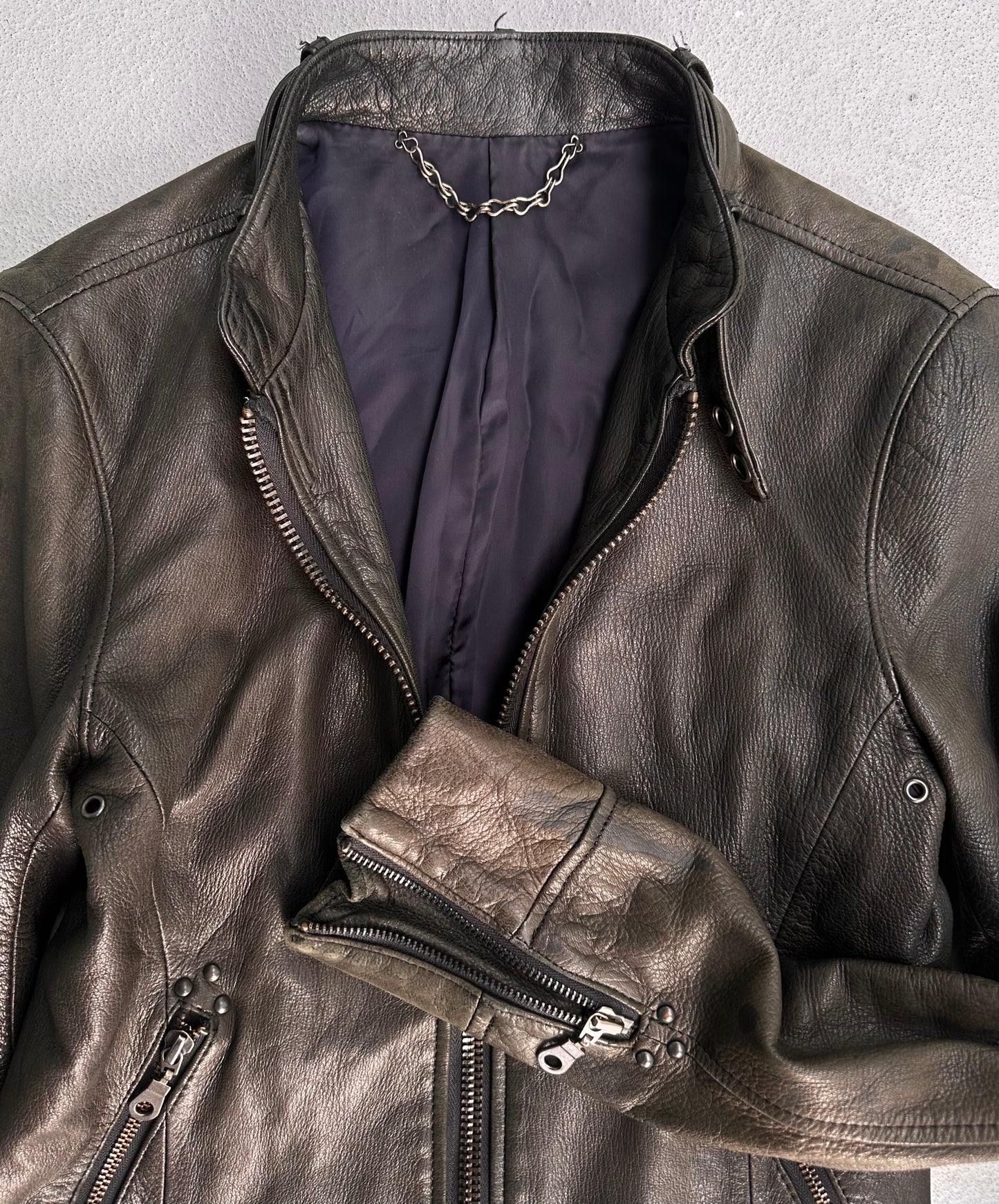 MiharaYasuhiro AW08 Garment-dyed Studded Deerskin Leather Jacket