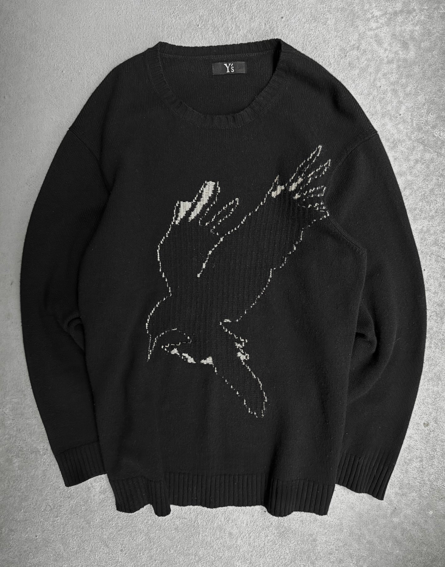 Y’s by Yohji Yamamoto AW21 Oversized Black Crow Wool Knit Sweater