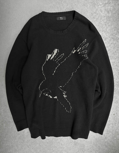 Y’s by Yohji Yamamoto AW21 Oversized Black Crow Wool Knit Sweater