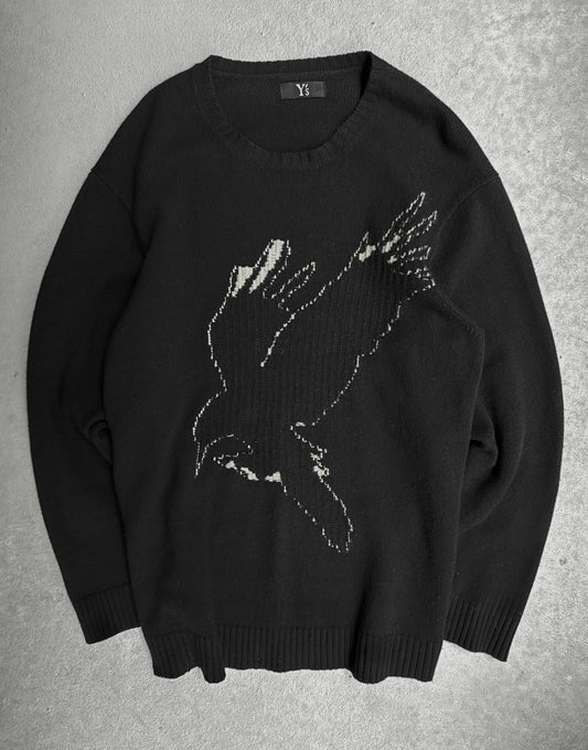 Y’s by Yohji Yamamoto AW21 Oversized Black Crow Wool Knit Sweater