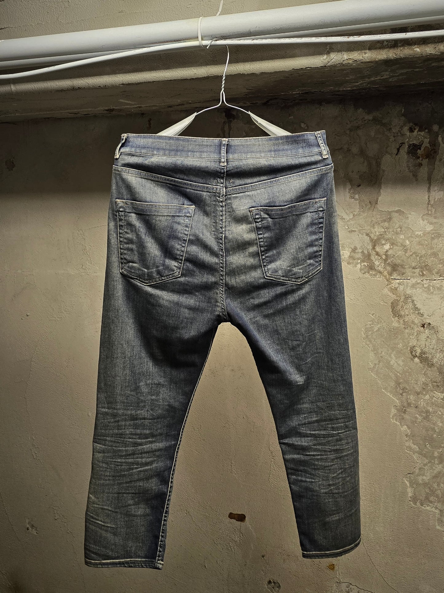 Rick Owens DRKSHDW SS19 "BABEL" HUSTLER 'Berlin Cropped Cut' Denim