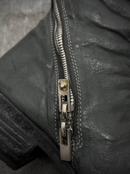 Carol Christian Poell ‘AM/2687P ROOMS-PTC/19’ Kangaroo Leather Titanium Prosthetic Tornado Zip Boots