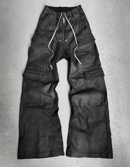 Rick Owens DRKSHDW AW24 “PORTERVILLE” Heavy-waxed Jumbo Leg ‘Bela’ Cargo Pants