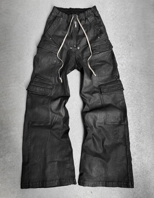 Rick Owens DRKSHDW AW24 “PORTERVILLE” Heavy-waxed Jumbo Leg ‘Bela’ Cargo Pants