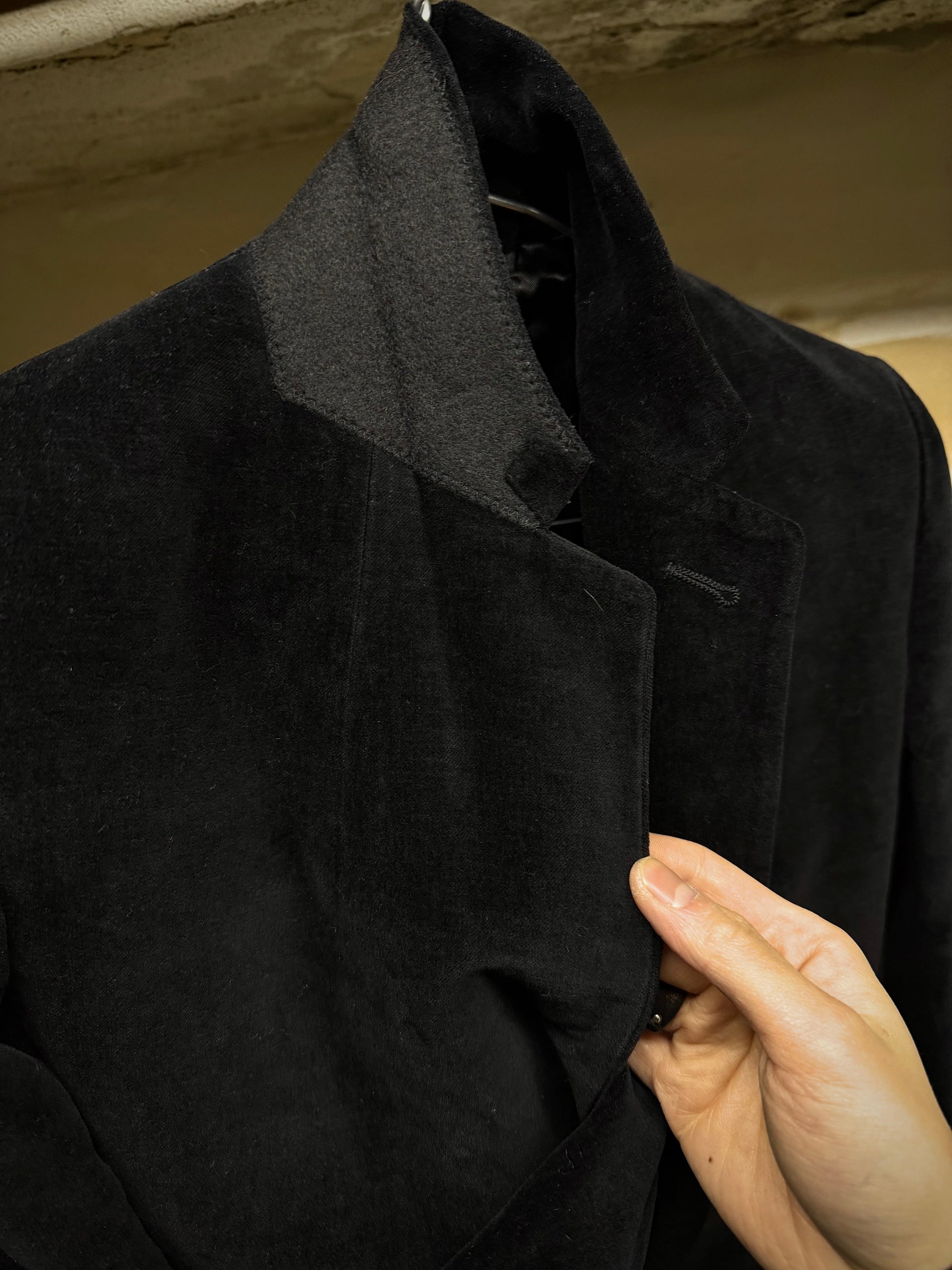 Rick Owens AW16 "MASTODON" Cotton Linen Single Button Velvet Blazer detail | DRIEW GARMENTS
