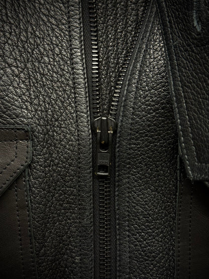 Rick Owens AW16 "MASTODON" Glitter Trench Cropped Ram Leather Jacket detail | DRIEW GARMENTS