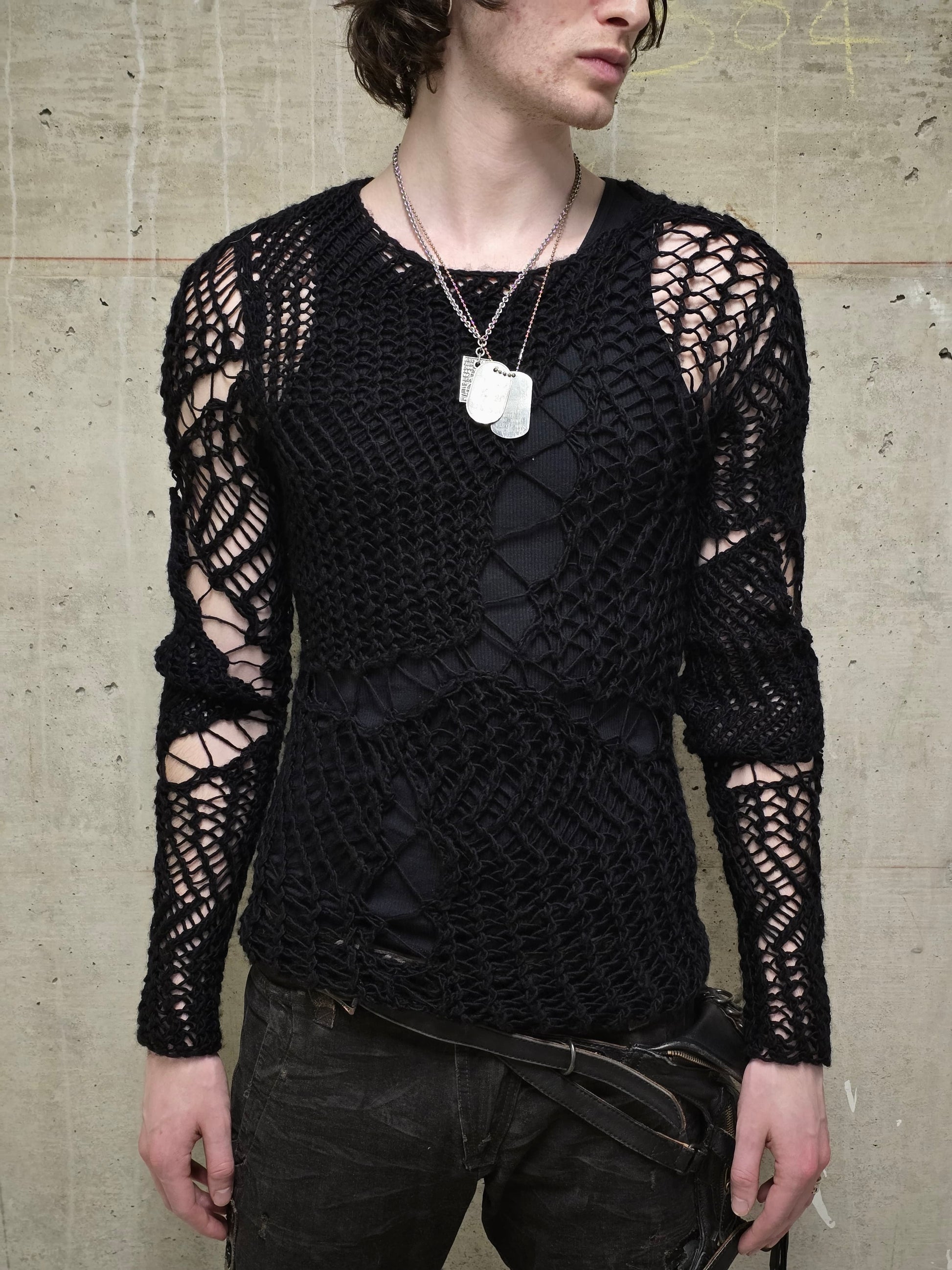 Number (N)ine SS04 "DREAM BABY DREAM" Wool Spider Knit Long-sleeves detail | DRIEW GARMENTS