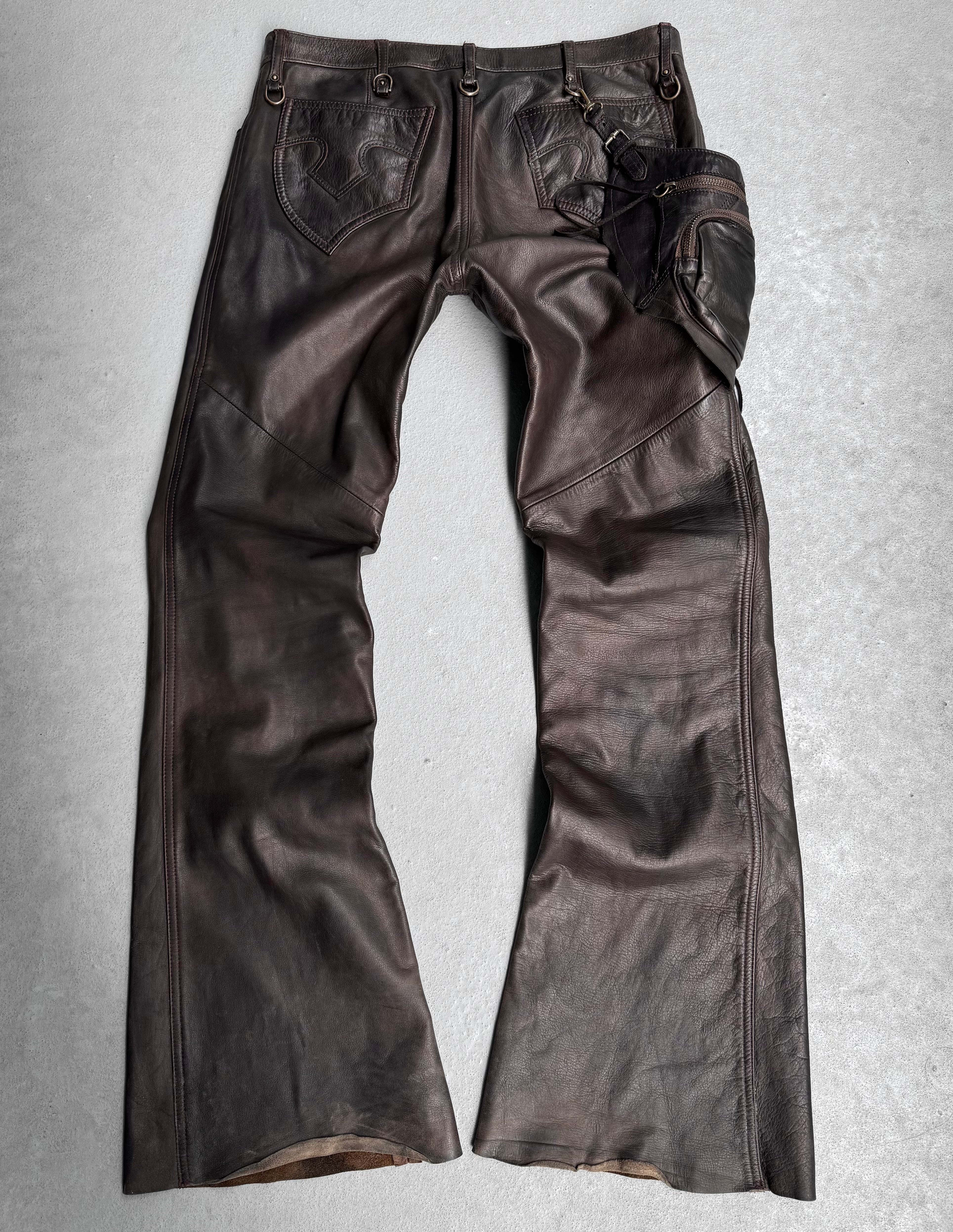 Obelisk Early 00s Brown Garment-dyed Cow Leather Flare