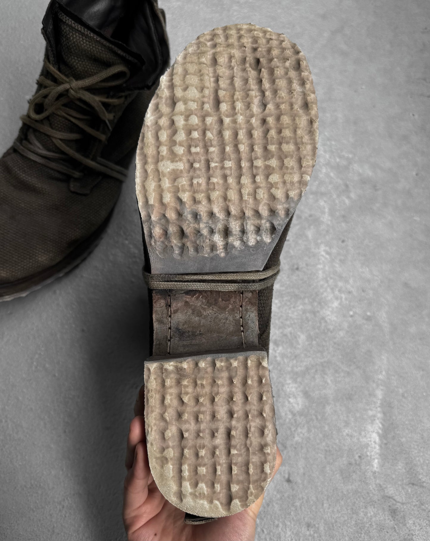 Boris Bidjan Saberi AW22 Object-dyed Canvas ‘BOOT4’ Ankle Hiking Boots