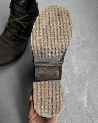 Boris Bidjan Saberi AW22 Object-dyed Canvas ‘BOOT4’ Ankle Hiking Boots
