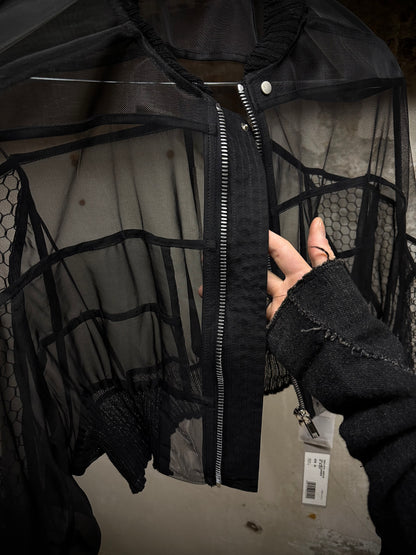 Rick Owens SS23 "EDFU" Silk-trimmed Sheer Collage Bomber Jacket detail | DRIEW GARMENTS