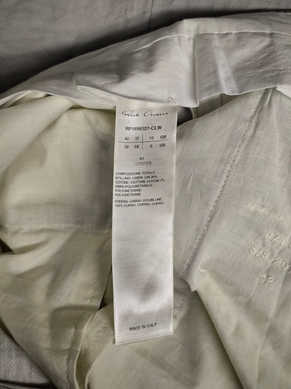 Rick Owens SS19 "BABEL" OYSTER Coated 'Bolans' Crop Pants