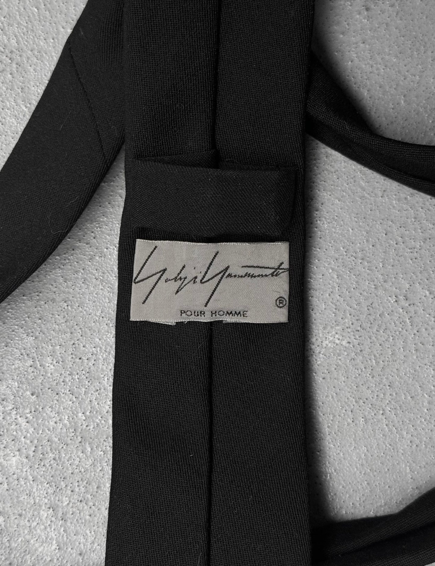 Yohji Yamamoto POUR HOMME AW20 Kanji Embroidered Wool Gabardine Tie