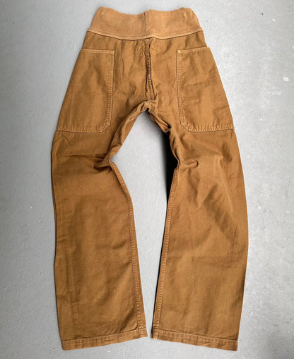 KAPITAL Early 00s Elastic Waist Beige Canvas Bootcut Cargos