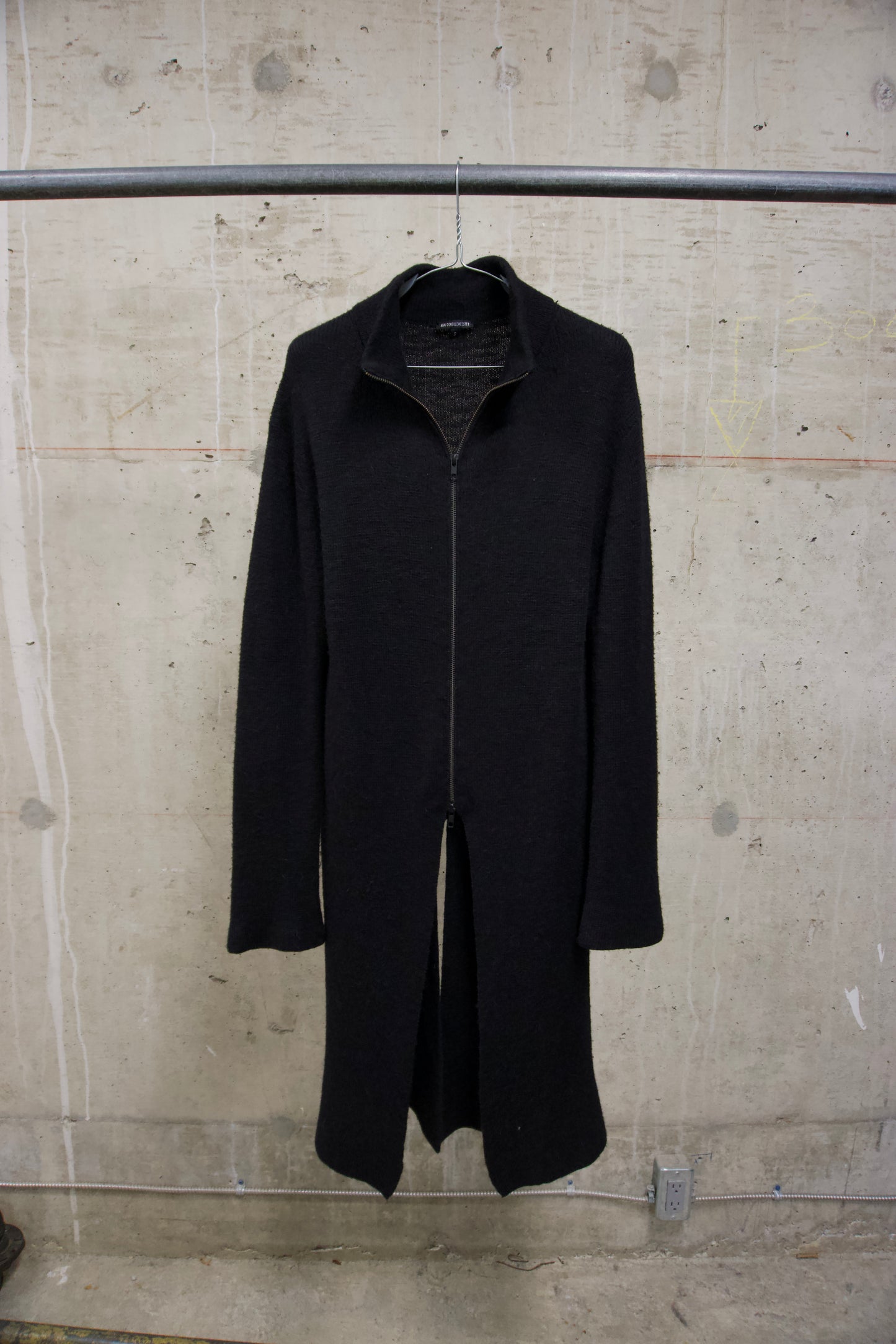 Ann Demeulemeester 2010s Alpaca Wool Zip Long Split Hem Cardigan