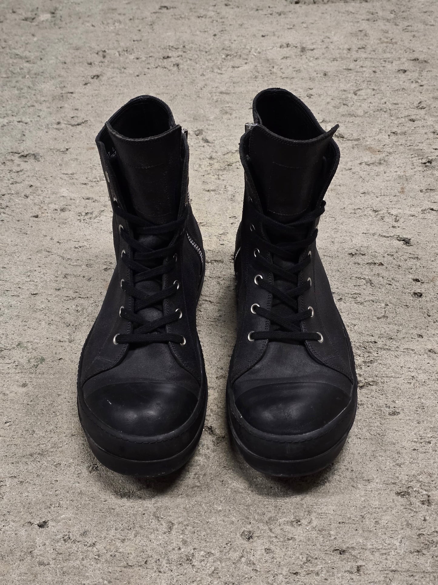Rick Owens AW12 “MOUNTAIN” Reverse Cow Leather High Top Ramones Sneakers