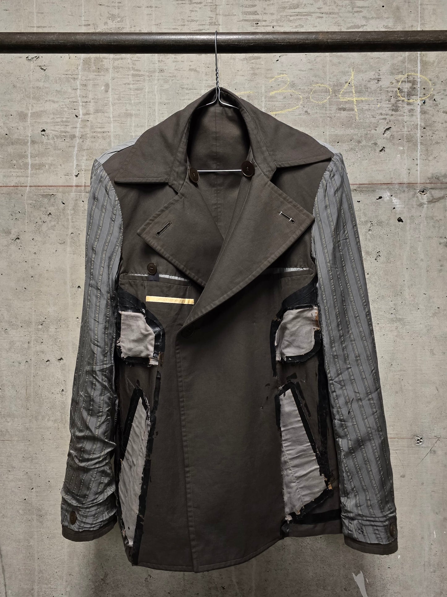 Carol Christian Poell SS03 'OM/1786T WEAVE/14' Dark Khaki Caban Coat