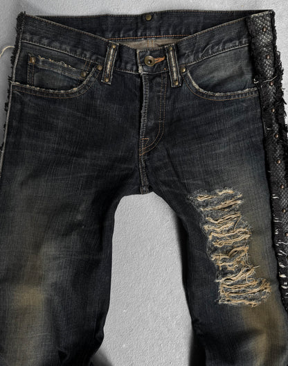 LED RECHWE Early 00s Python Skin Western Frayed Flare Denim