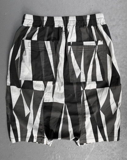 Rick Owens DRKSHDW SS14 “VICIOUS” Geometric Camouflage Drop-crotch Pod Shorts